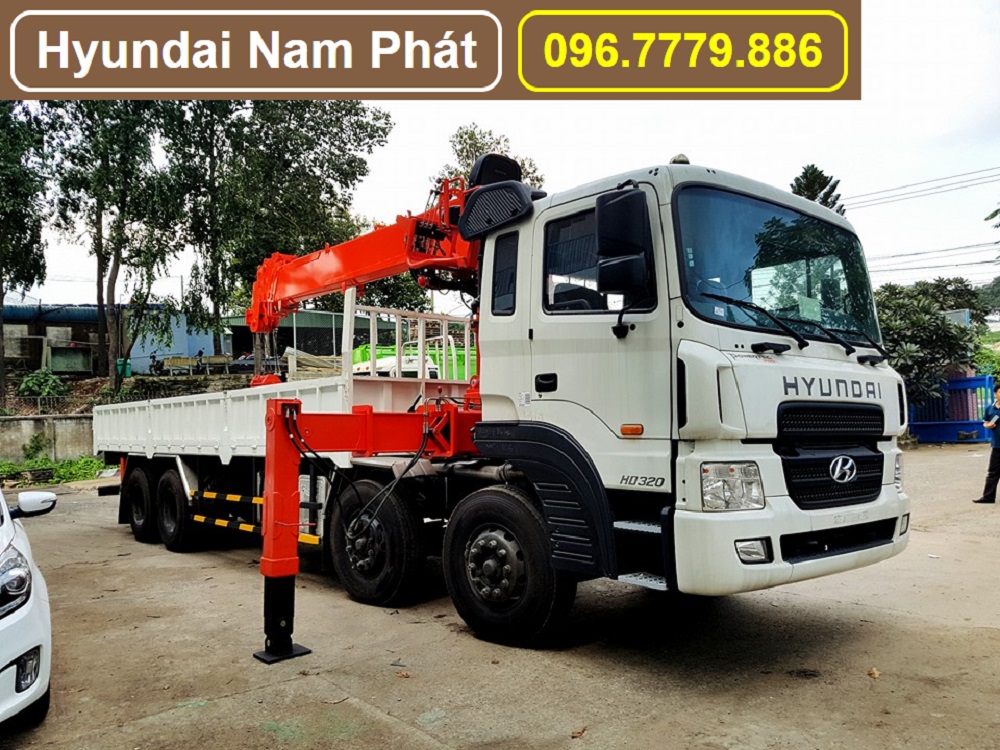 xe tải hyundai hd320 gắn cẩu unic 5 tấn